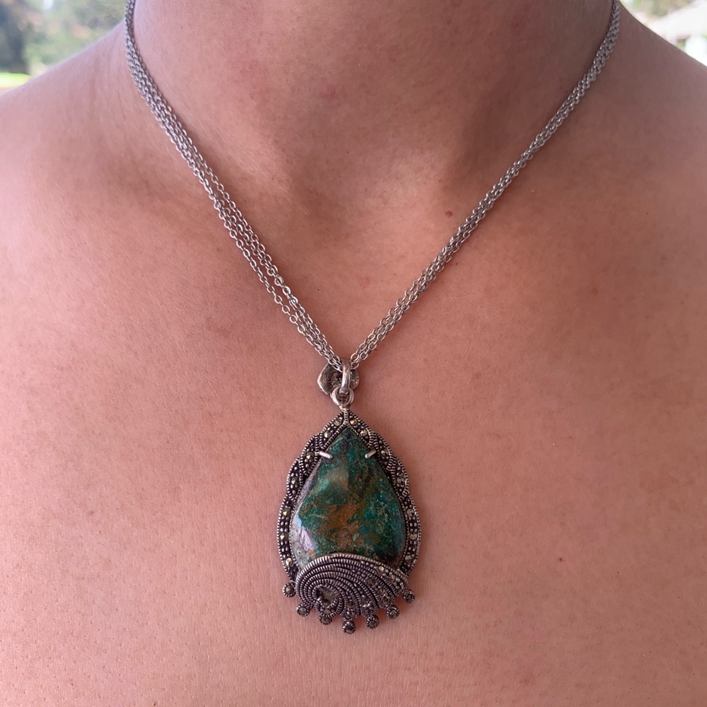 Vintage genuine  turquoise & silver 925necklaces . - Picture 2 of 9